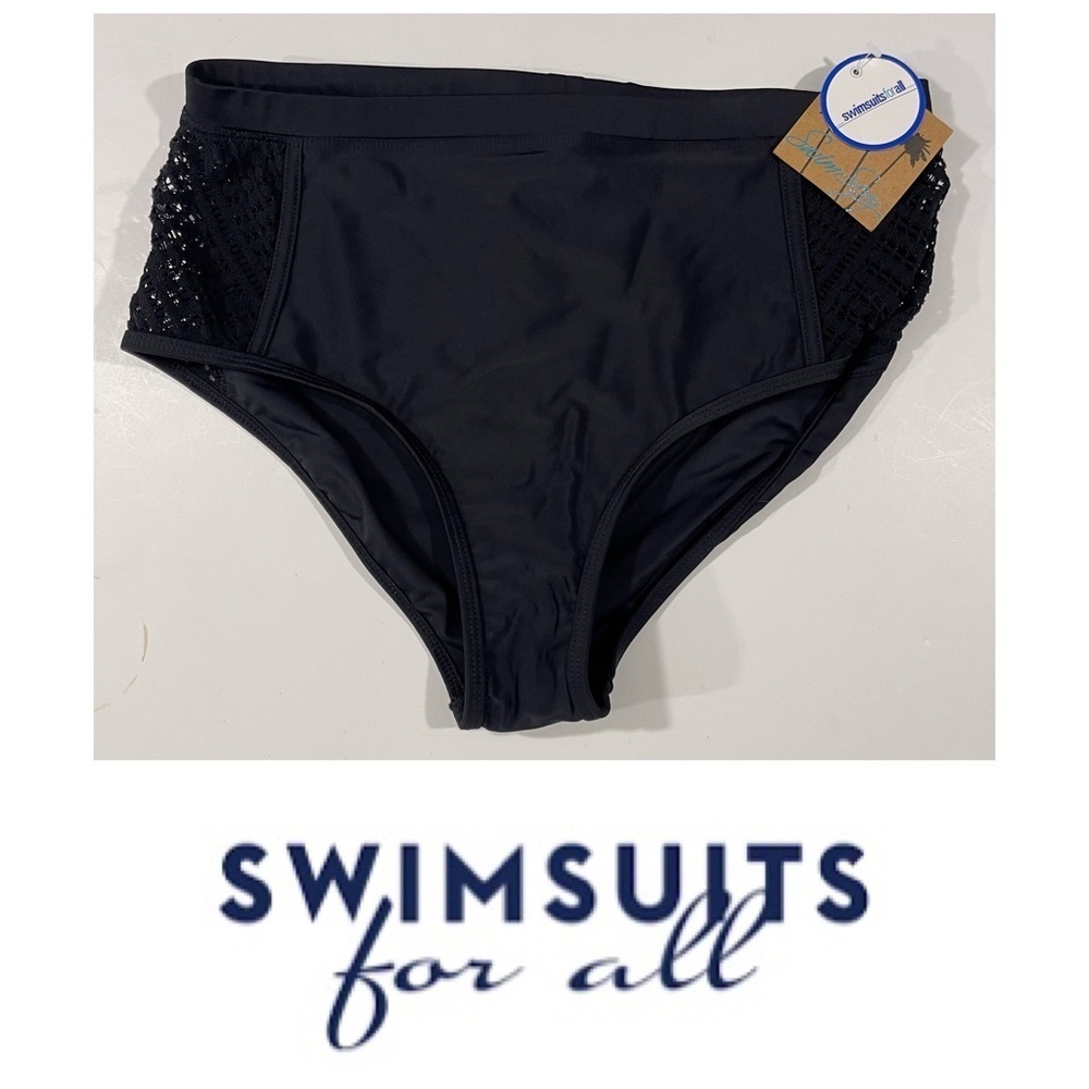 Swimsuits for All Crotched Black Bottoms in Size 12